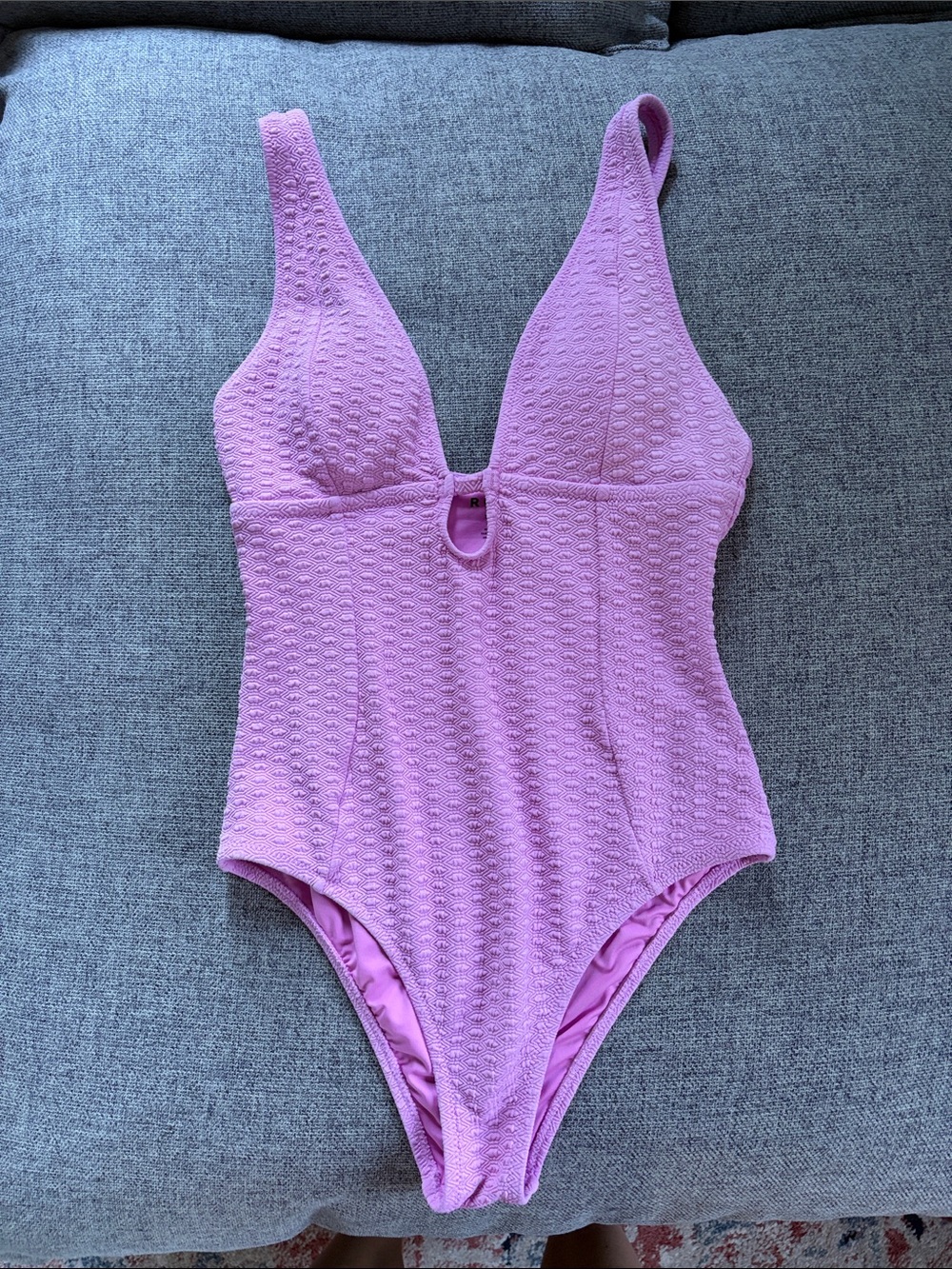 Roxy Lilac Textured One-Piece Swimsuit with Front Keyhole